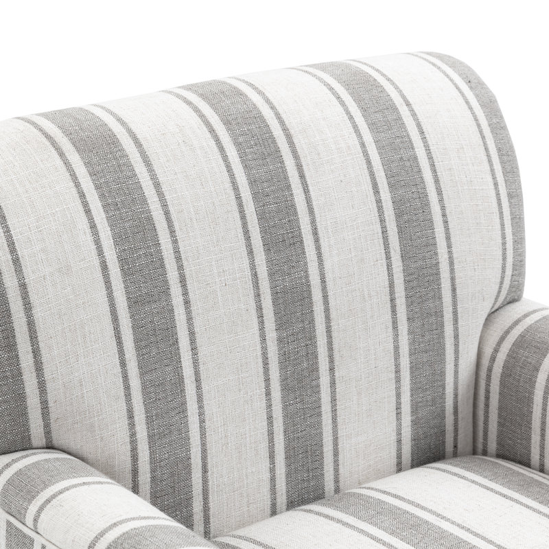 Arian 73 Cm Wide Linen Armchair, Grey Stripe Linen