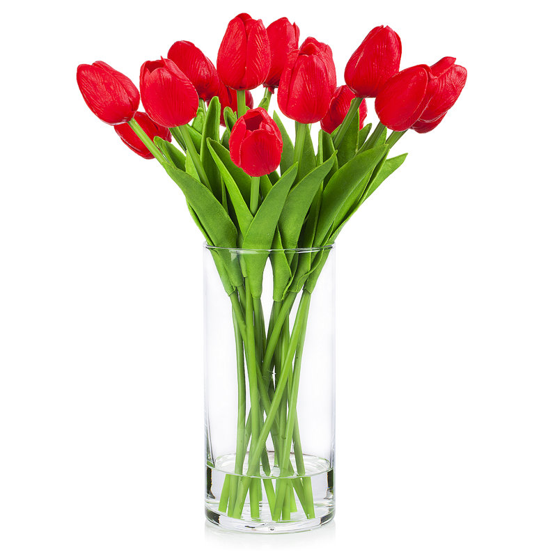 Pièce maîtresse de tulipes en vase, Rouge