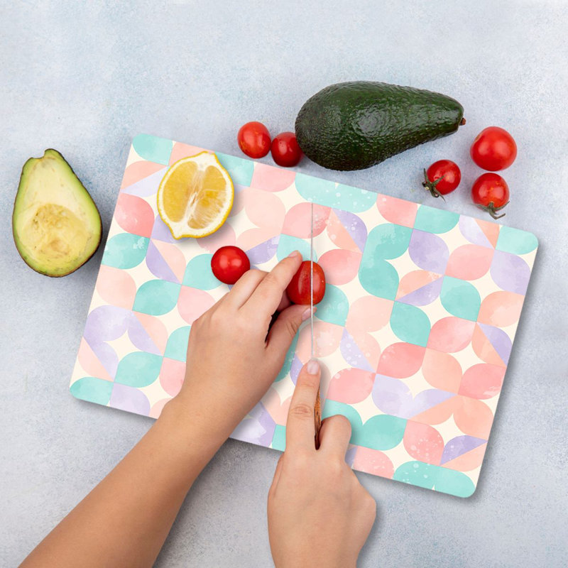 Flourish Premium Tempered Glass Cutting Board, 11.8 x 15.7 inches | Antibacterial, Easy Clean, Non-Slip Silicone Feet | 100% Durable Glass, Thickness: 0.16 inches | Ideal for Kitchen Prep, Safe & Stylish Cooking Solution
