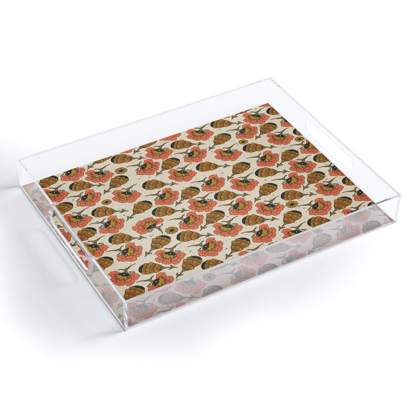 Plateau en acrylique Cassidy Rae Marietta, Floral, Beige/Orange