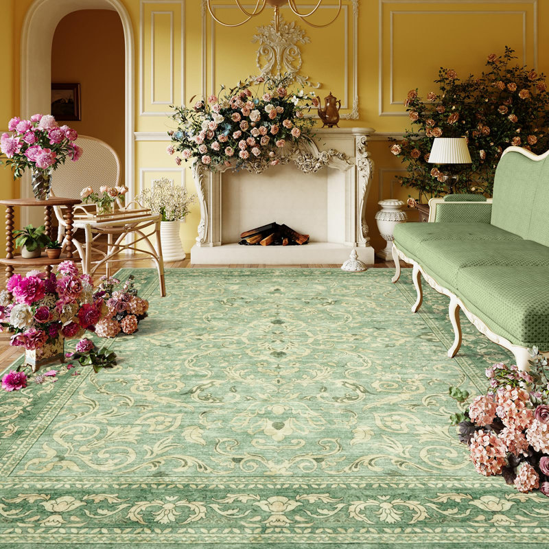 Tapis lavable Watte pour salon Vintage Watte, Rectangulaire 8 pi x 10 pi