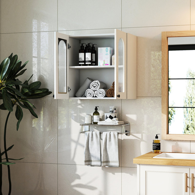 Armoire murale en verre arquée pour salle de bain - Rangement polyvalent, finition, poids de 37,99 lb