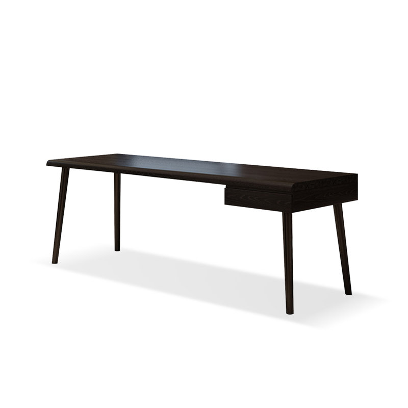 Black Rectangular Solid Wood with 1 drawers desk, 29.53" H x 70.87" W x 23.62" D