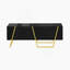 Table basse moderne et ultrabrillante rectangulaire pour le salon avec rangement et base dorée, 4 tiroirs, noir, 47,2 po