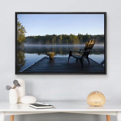 «Serene Morning Lake Side Chair Forest Nature Landscape», grande impression sur toile