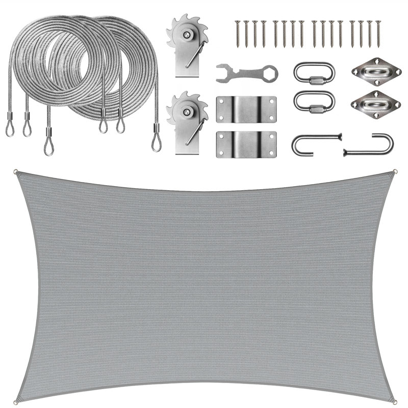 Ensemble d'ombrage rectangulaire avec treuil Colourtree, Gris, 8 pi x 12 pi