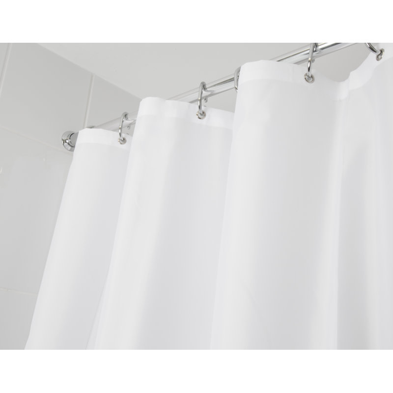 Plain Polyester Shower Curtain, White