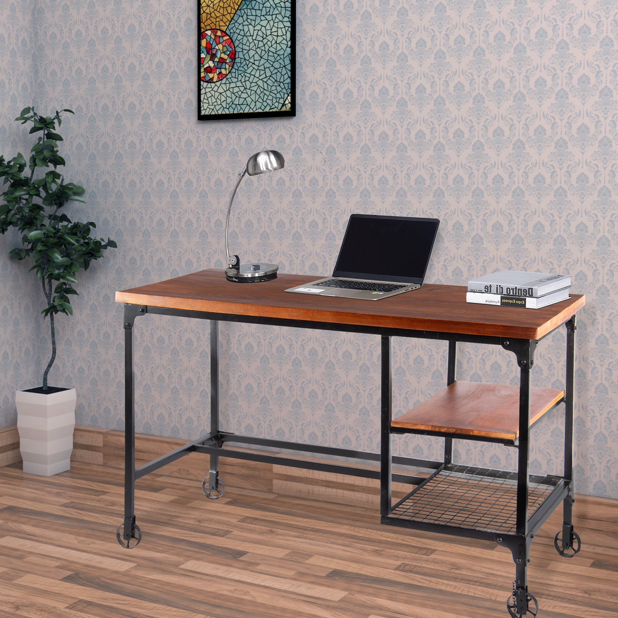 Wooden Rectangular Office Tables Double Side Storage