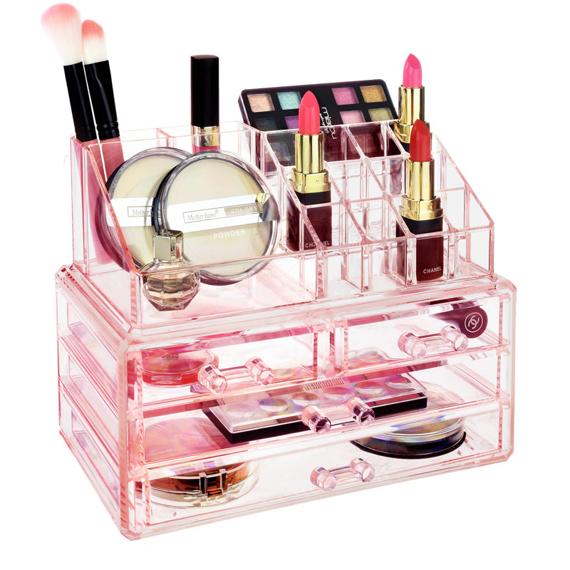 Organisateur de maquillage en acrylique avec 4 tiroirs