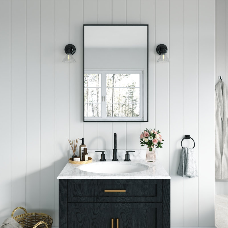 Miroir mural Earsell, 24 po x 36 po, Noir