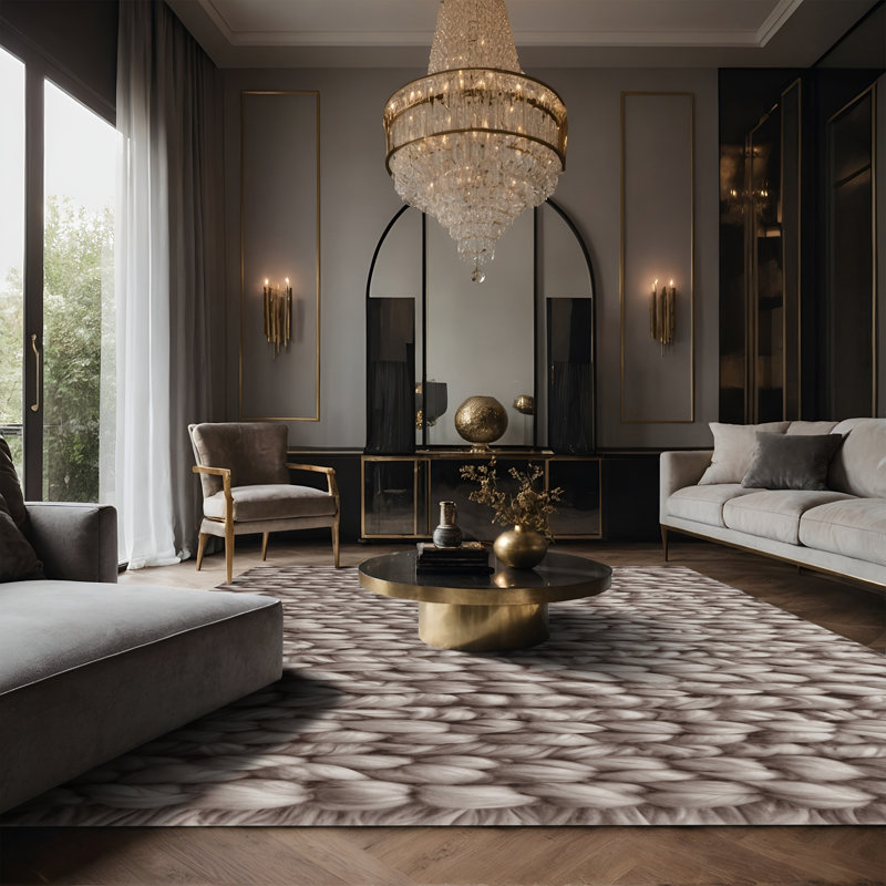 Tapis gris soyeux et moelleux, Rectangle 2 pi x 3 pi