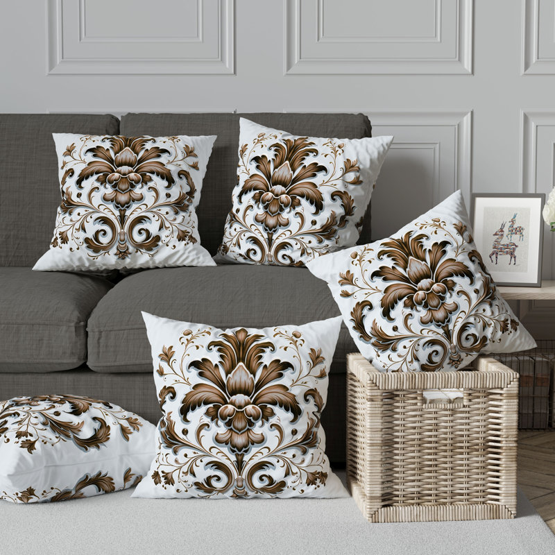 Coussin en voile Vintage, H 20 po x l 20 po, Bleu / café