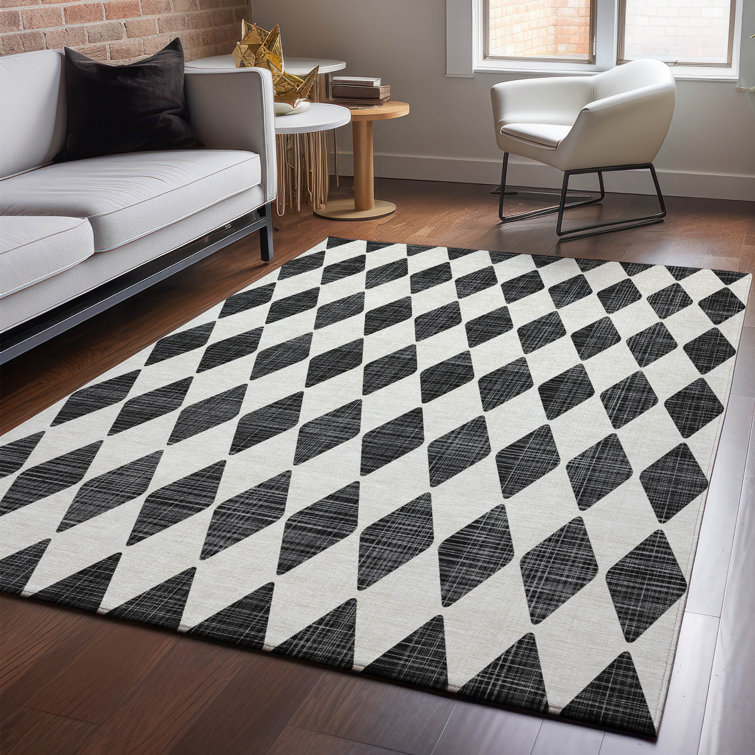 Premium Machine Washable Cerrito AMF578 Black Rug