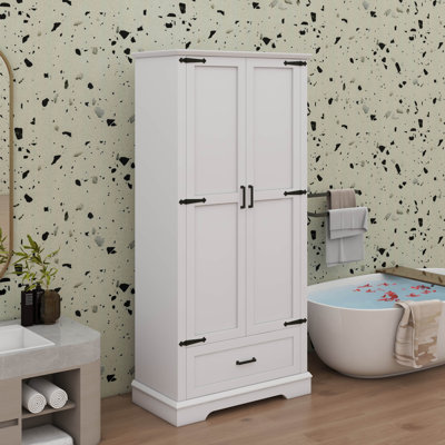 Grande armoire de rangement autoportante avec deux portes, un tiroir et une tablette réglable