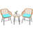 Brookley 2 - Person Wicker Patio Dining Set with Round Table , Cushions Included-984138283-1013349387