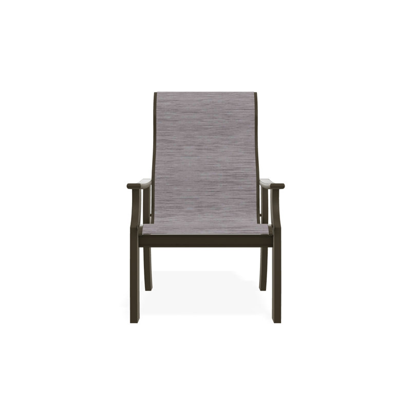 St. Catherine Sling Marine Grade Polymer Supreme Arm Chair, Beachwood, Augustine Fennel Sunbrella®