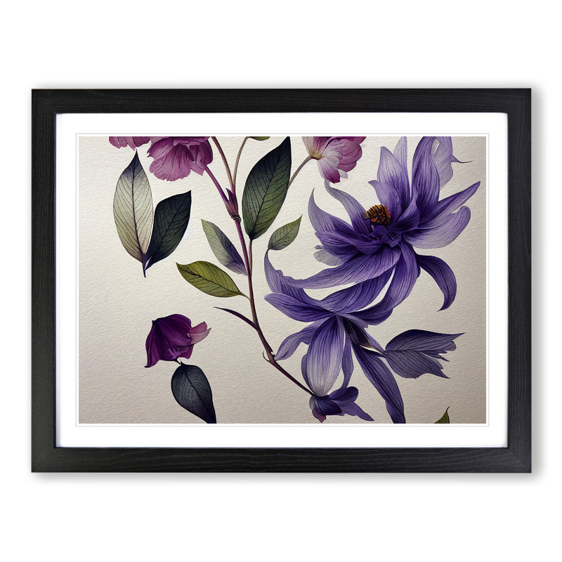 Shining Watercolour Flowers - Framed Print, Black, 46cm H x 64cm W x 2cm D