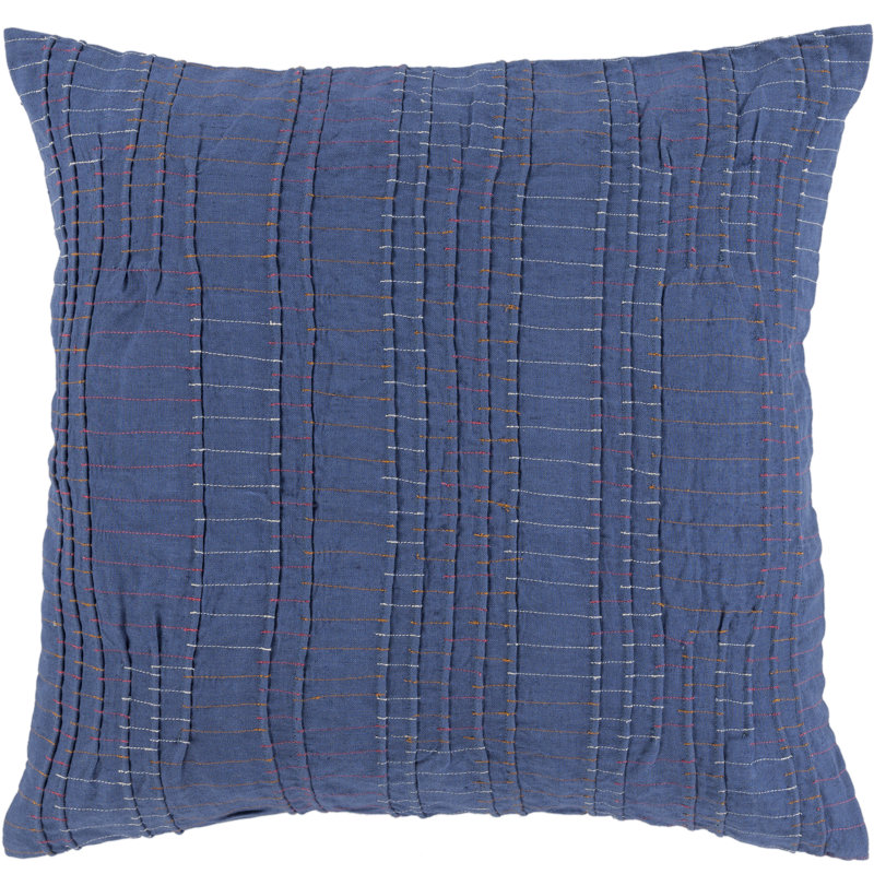 Keaton Embroidered Throw Pillow, Dark Blue, 22" H x 22" W, Pillow Cover Only - No Insert