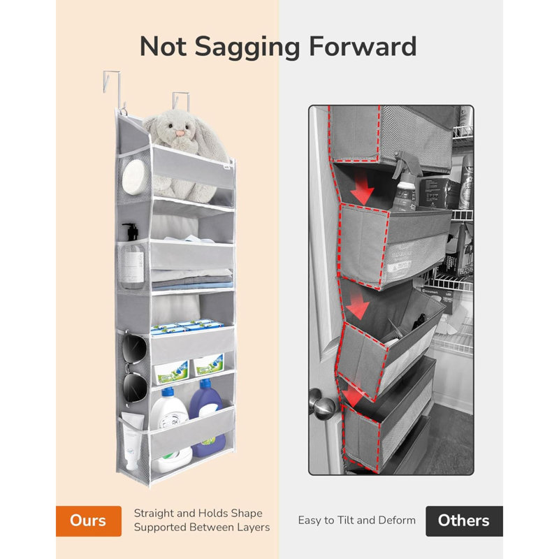 Non-Woven Fabric Overdoor Organizer, Light Gray