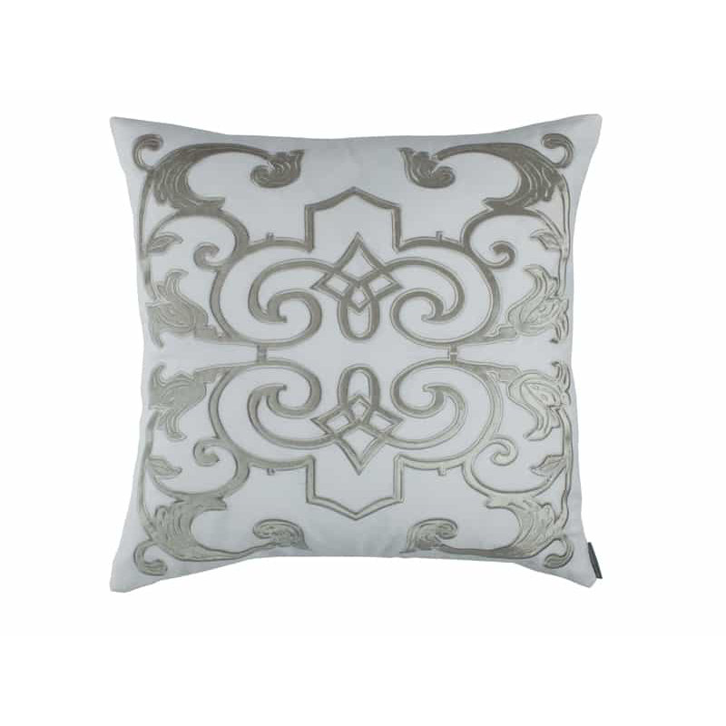Mozart Linen Square Pillow Cover & Insert, Ice Silver, 24" x 24"