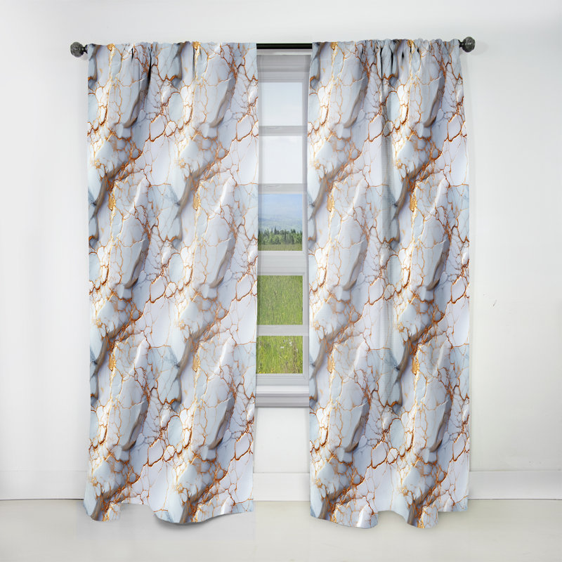 Gold Timeless Marble Classic Delights I - Abstract Marble Curtain - Velvet Room Darkening - 1 Panel, 52" W x 120" L