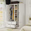 Armoire 3 portes avec tiroirs, garde-robe blanche pour le rangement des vêtements