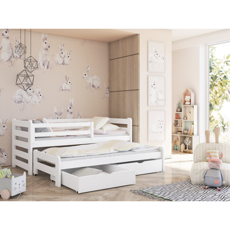Matthies 2 - Drawer Solid Wood Bed Frame with Trundle by Mack + Milo, European Single (90 x 200cm), White