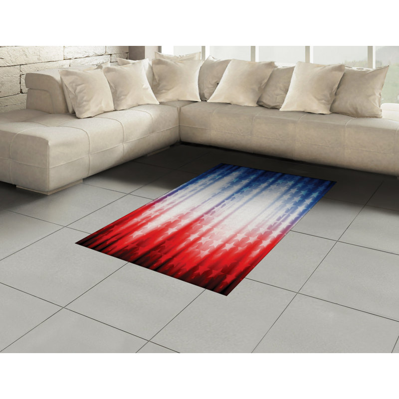 Flag High Density Long Fiber Poly Threads Decorative Area Rug Carpet, Rectangle 4' x 5'8"