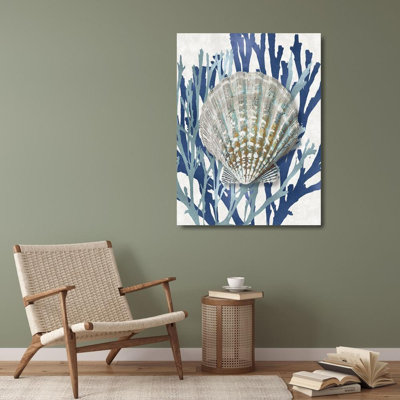 «Red Barrel Studio® Kelly, Caroline», art sur toile tendue sous le thème «Shell Coral Aqua Blue IV»