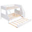 Lit superposé simple au dessus d'un lit double avec lit gigogne, bureau intégré, 3 tiroirs de rangement et tablette, blanc - Lit superposé pour enfant peu encombrant-1534792662