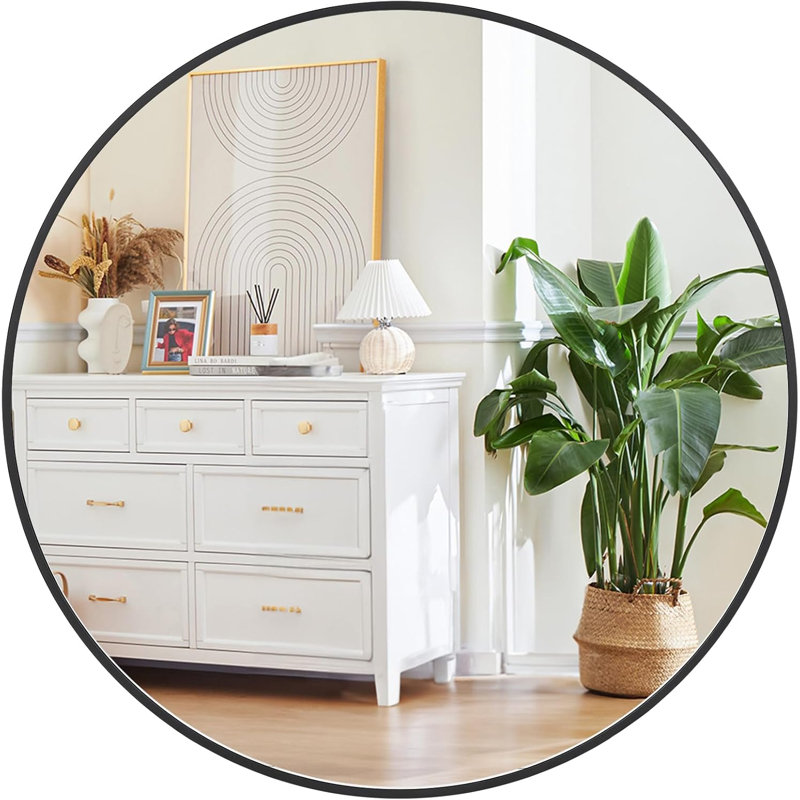 Metal Mirror, 32” Round Black