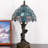 Small Tiffany Lamp Stained Glass Desk Lamp Sea Blue Dragonfly Style Bedside Desk Light Mini Accent Desk Memory Lamp 8X15 Inch