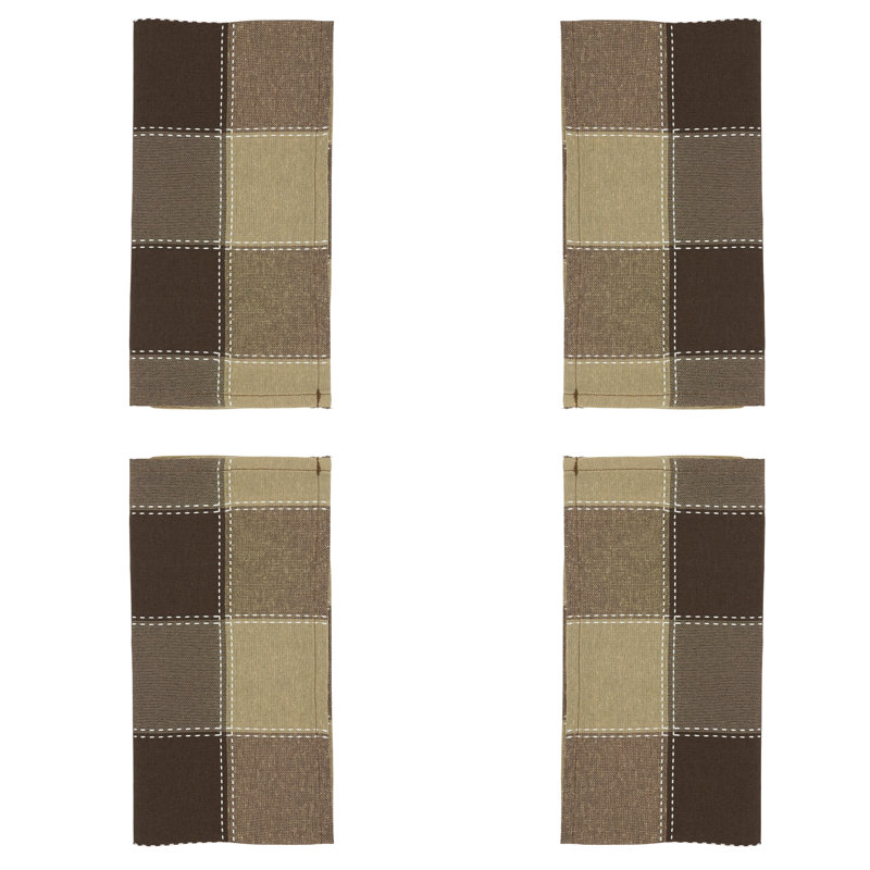 Sam Cotton Plaid Square Napkin, Mocha