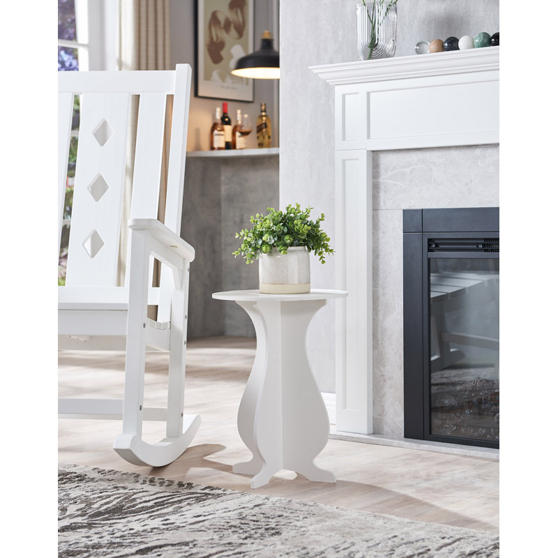 Kaimerry Round Pedestal Wood End Table with Classic White Finish – Versatile Compact Side Table or Plant Stand for Living Room, Bedroom, or Hallway Décor