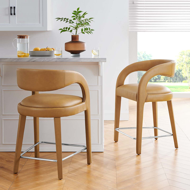 Pinnacle Upholstered Counter Stool, Tan