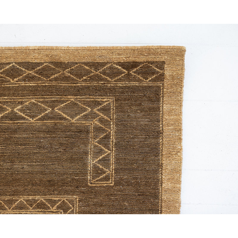 Sienna Hand Knotted Jute / Sisal Geometric Area Rug in Brown, Rectangle 6' x 9'