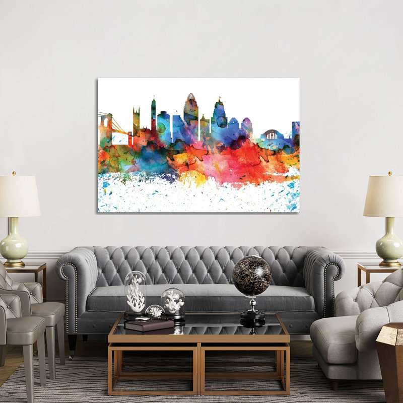 Cincinnati Skyline - Wrapped Canvas Painting, 152.5 cm H x 101.5 cm W