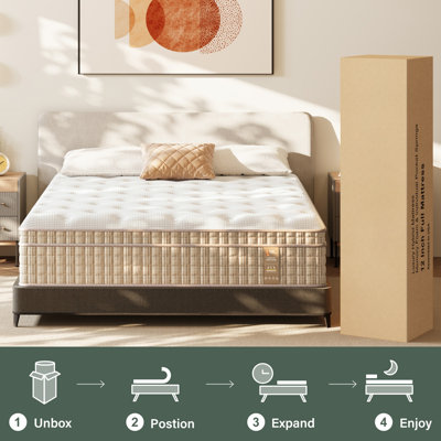 BedStory Medium Firm Hybrid Mattress with Gel Memory Foam - 8-Layers, Dual-Zone Pocket Coils, CertiPUR-US & OEKO-TEX Certified