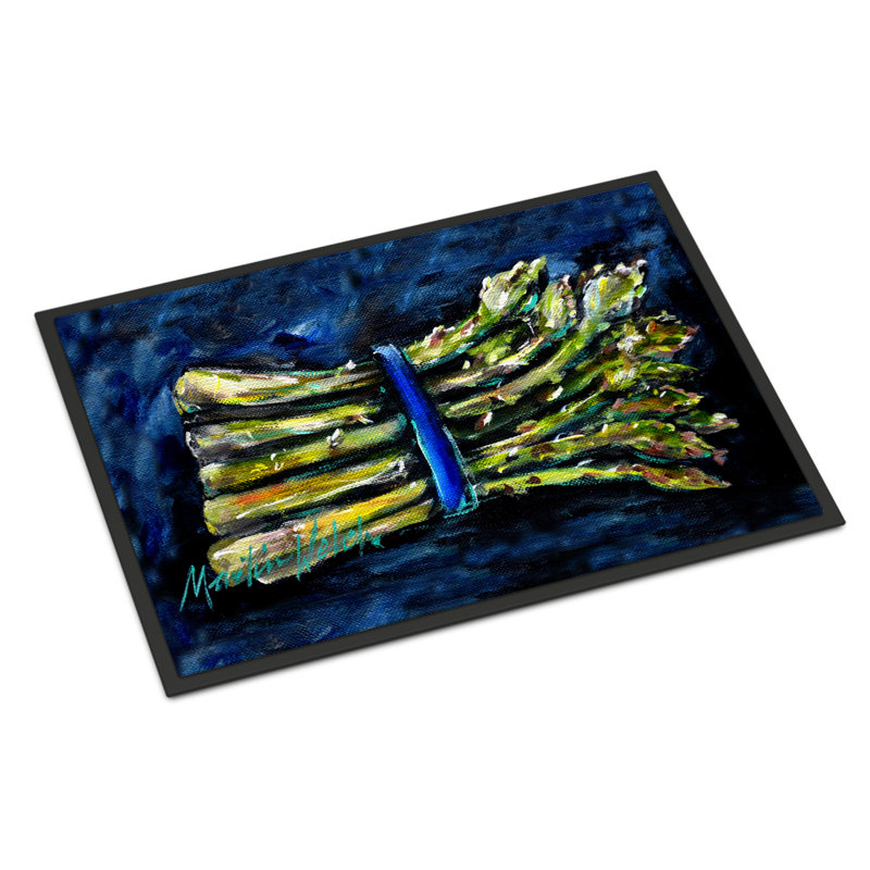 Tapis d'extérieur antidérapant Budd Asperagus Blew, Rectangle 1 pi 6 po x 2 pi 3 po