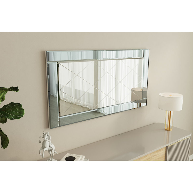 Bisou Rectangle Wall Mirror, Silver