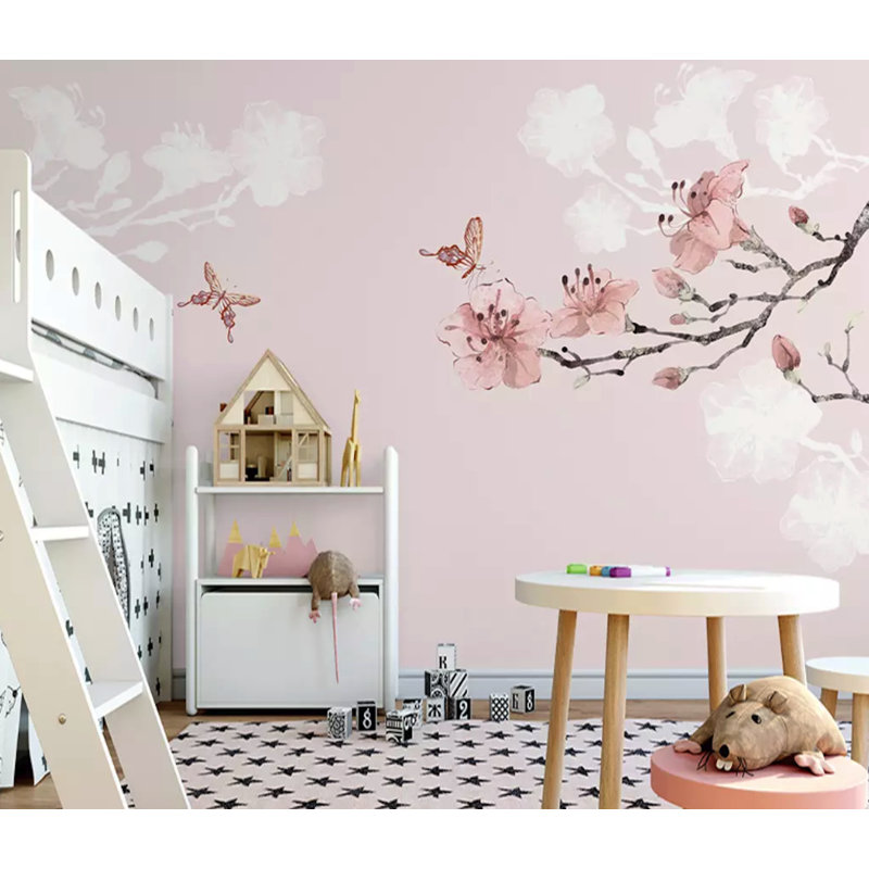 Papier peint amovible fleur de cerisier floral, L 9 po x l 15 po