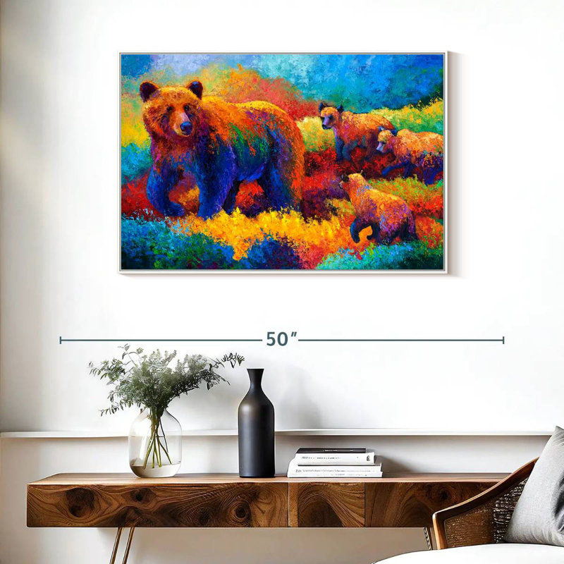 Famille Grizz, Cadre flottant blanc, 37 po x 25 po
