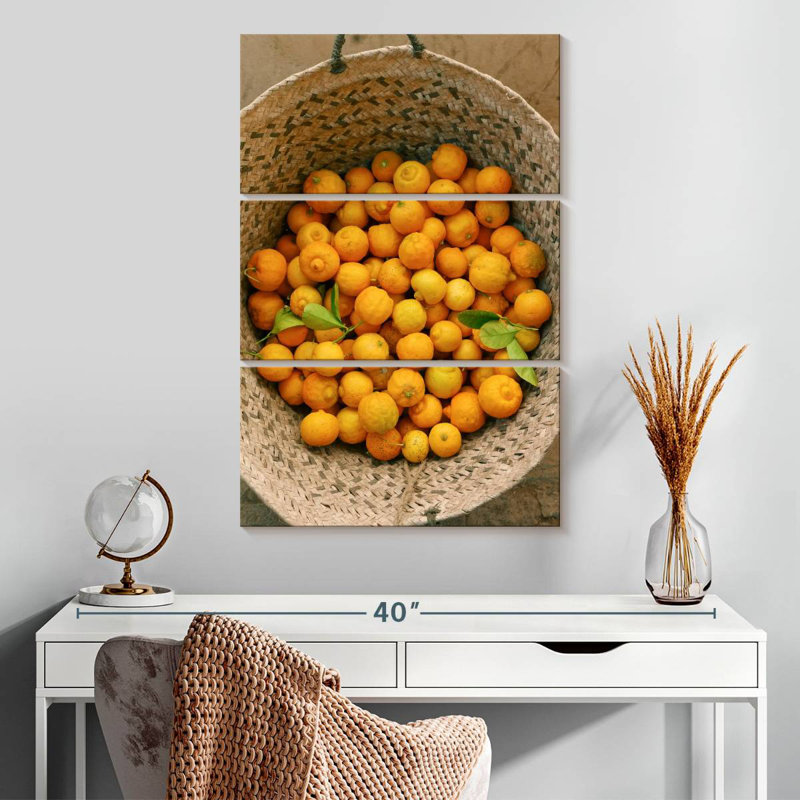 Panier de citrons frais, H 32 po x l 20 po