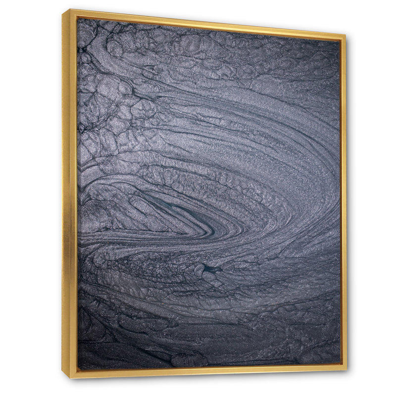 Art mural sur toile luxueux gris fluide et moderne III, H 24 po x l 36 po x P 1 po, Cadre flottant doré