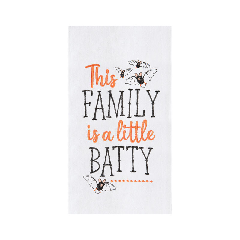 Batty Family Halloween Cotton Embroidered Flour Sack Kitchen Towel