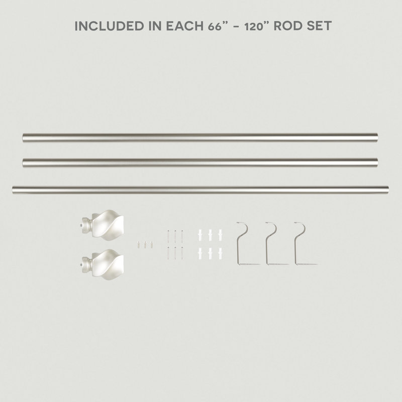 Adjustable Single Curtain Rod, Matte Nickel