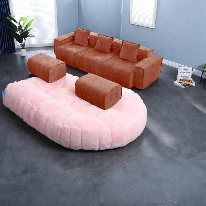 Canapé modulaire de luxe en velours, sans assemblage, style moderne pour la maison