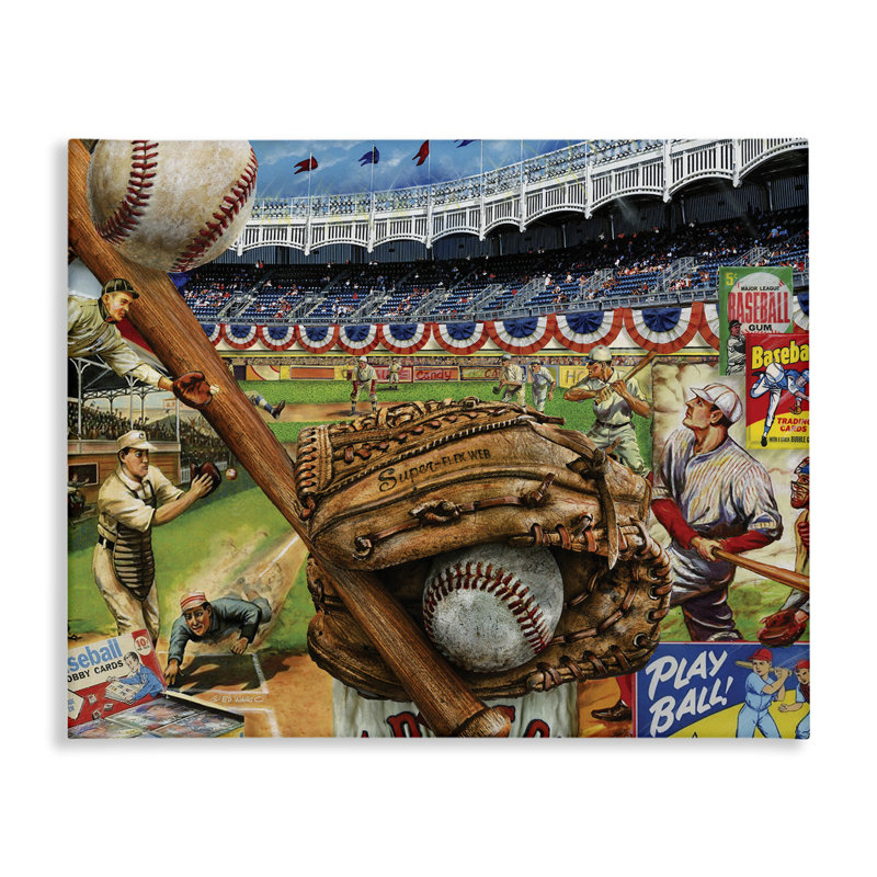 Baseball Sports Collage, art mural par Ed Wargo, H 36 po x l 48 po