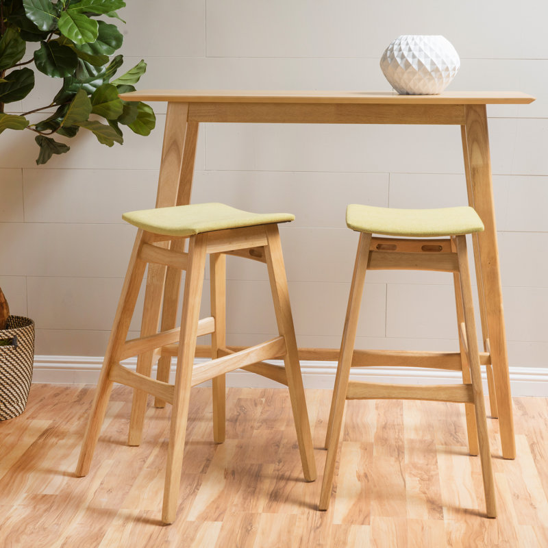 Ensemble de salle à manger en bois massif Ayobami, Chêne naturel, Beige clair, 3 pièces (1 table, 2 chaises)