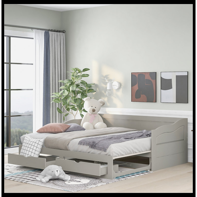 Lit de jour avec couchette Awi, Lit simple, Gris